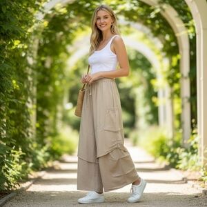 Wide Leg Tan Pants